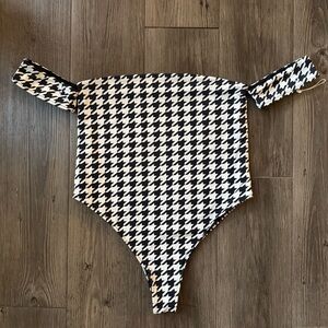 Frankie's Bikinis Black and White Houndstooth One-Piece Swimsuit